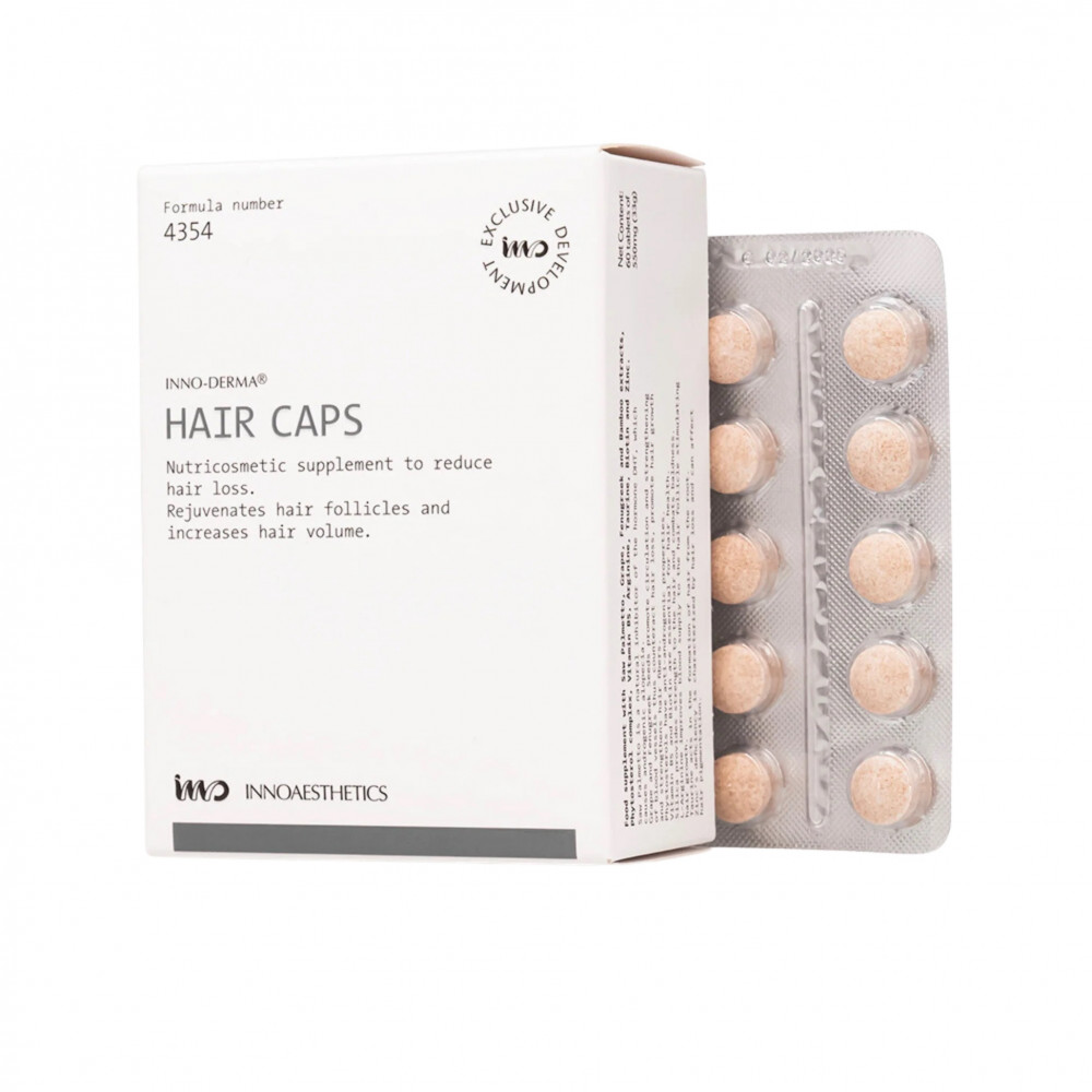 Innoaesthetics Inno-Derma Hair Caps - Нутрицевтическая добавка для замедления и предотвращения выпадения волос 60 капсул
