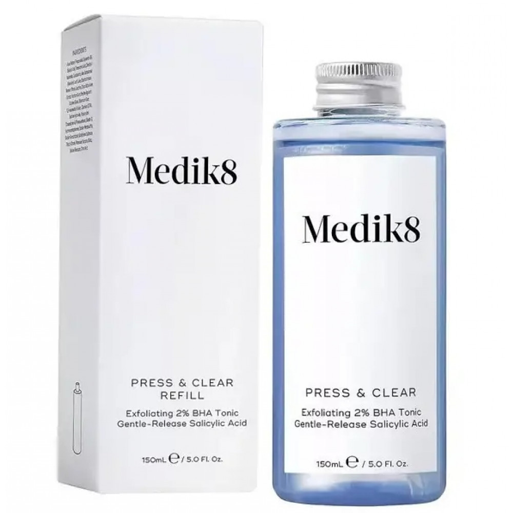 Отшелушивающий ВНА-тоник с 2% инкапсулированной салициловой кислотой - Medik8 Press&Clear 150 мл (сменная бутылочка без помпы) Отшелушивающий ВНА-тоник с 2% инкапсулированной салициловой кислотой - Medik8 Press&Clear 150 мл (сменная бутылочка без помпы)