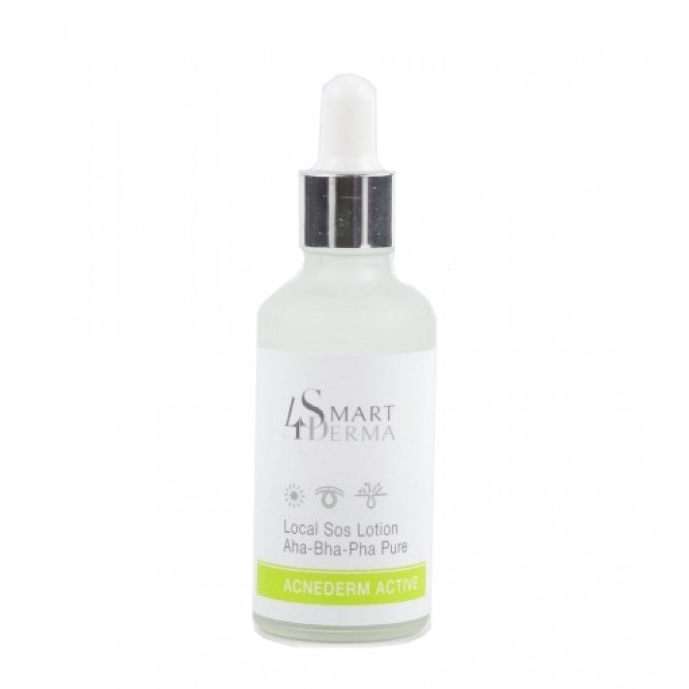 Мультикислотная локальная присушка - Smart4Derma Acne Derm Active Local SOS Lotion АHA-BHA-PHA Pure 50 мл