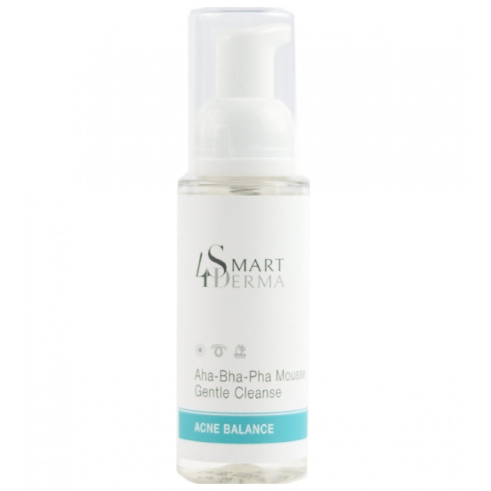 Очищающая мультикислотная пенка для кожи с акне - Smart4Derma Acne Balance AHA-BHA-PHA Mousse Gentle Cleanse 80 мл