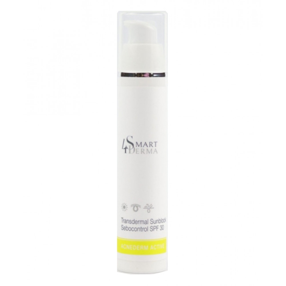 Трансдермальный санблок SPF30 - Smart4Derma Acne Derm Active Transdermal Sunblock Sebocontrol Cream 50 мл Трансдермальный санблок SPF30 - Smart4Derma Acne Derm Active Transdermal Sunblock Sebocontrol Cream 50 мл