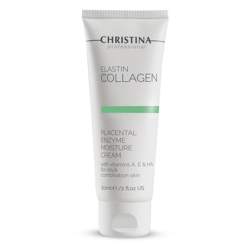 Elastin Collagen Placental Enzyme Moisture Cream with Vit. A, E & HA - Увлажняющий крем для жирной кожи "Эластин, коллаген, плацента" 60 мл Christina